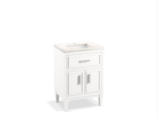 KOHLER K-33543-ASB-0 Southerk 24" Bathroom Vanity Cabinet With Sink And Quartz Top In White