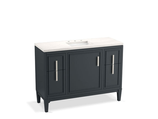 KOHLER K-33546-ASB-1WX Southerk 48" Bathroom Vanity Cabinet With Sink And Quartz Top In Slate Grey