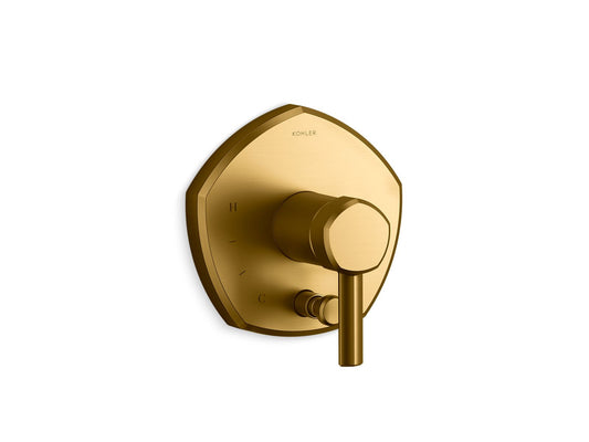 KOHLER K-T27044-4-2MB Occasion Rite-Temp Valve Trim With Push-Button Diverter And Lever Handle In Vibrant Brushed Moderne Brass