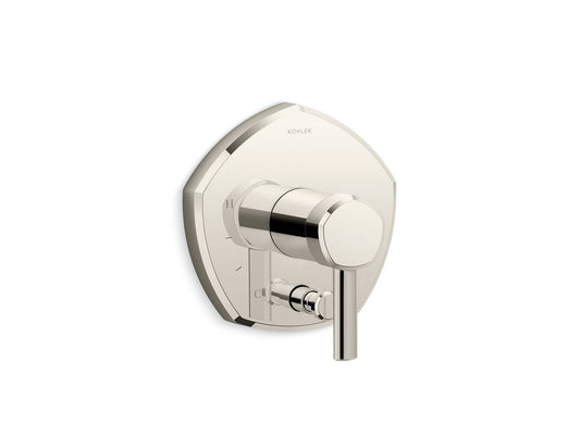 KOHLER K-T27044-4-SN Occasion Rite-Temp Valve Trim With Push-Button Diverter And Lever Handle In Vibrant Polished Nickel