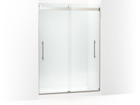 KOHLER K-702429-L-BNK Levity Plus Frameless Sliding Shower Door, 81-5/8" H X 56-5/8 - 59-5/8" W, With 3/8"-Thick Crystal Clear Glass In Anodized Brushed Nickel