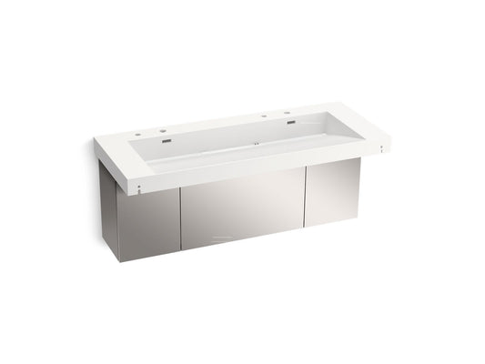 KOHLER K-81032-BSS-KEW Constellation 60" Wall-Mount Trough Lavatory System In Iconic White