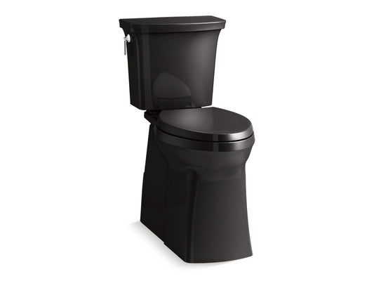 KOHLER K-33814-7 Corbelle Tall Continuousclean Two-Piece Elongated Toilet With Skirted Trapway, 1.28 Gpf In Black Black