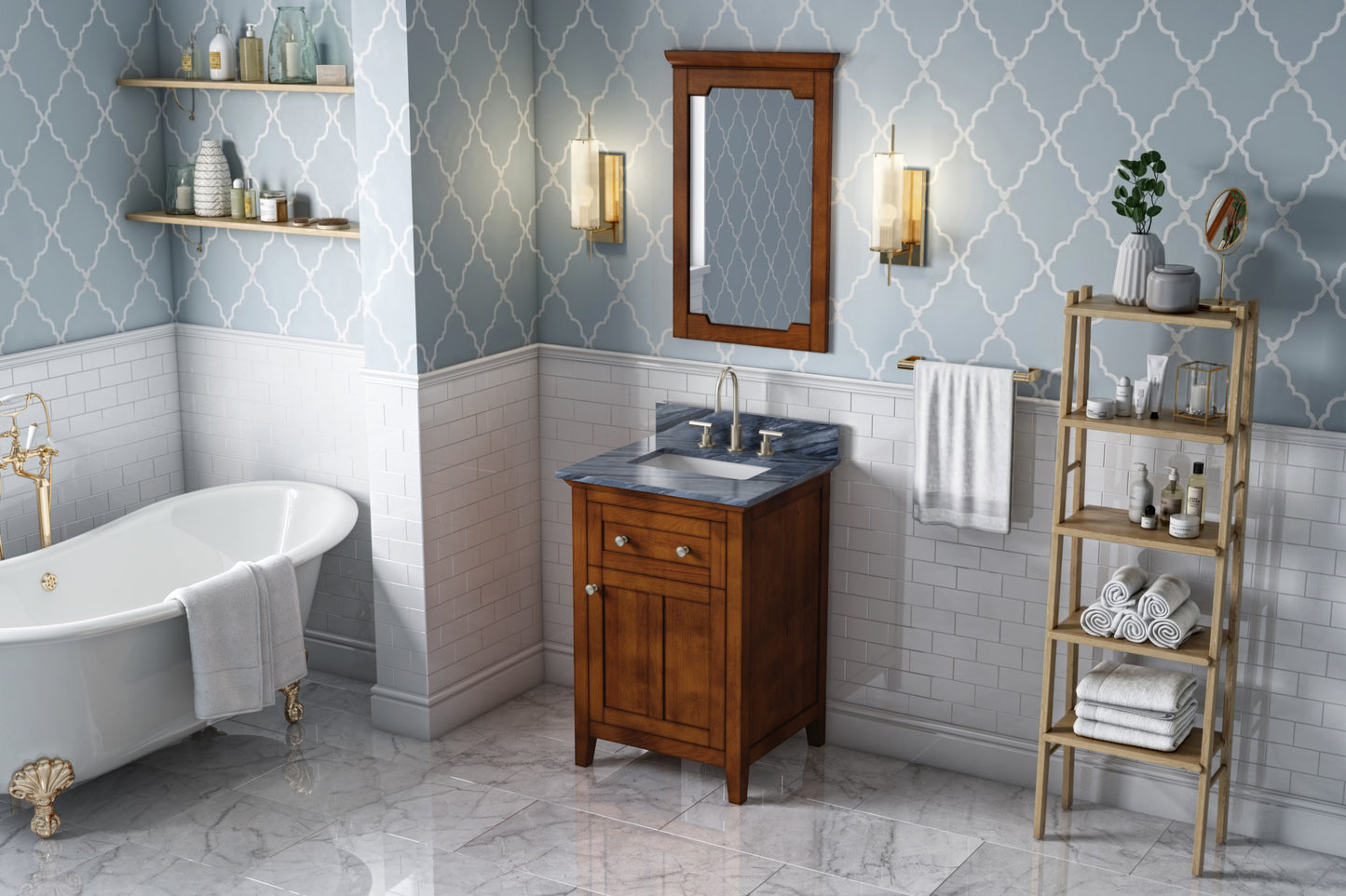 JEFFREY ALEXANDER VKITCHA24CHMGR 24" Chocolate Chatham Vanity, Grey Marble Vanity Top, undermount rectangle bowl