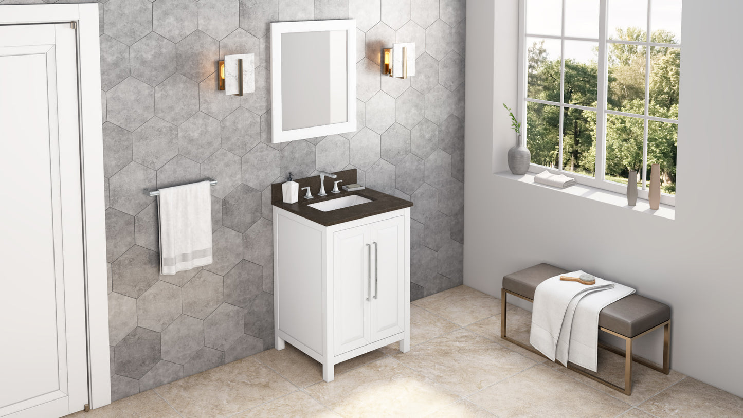 JEFFREY ALEXANDER VKITCAD24WHLSR 24" White Cade Vanity, Blue Limestone Vanity Top, undermount rectangle bowl