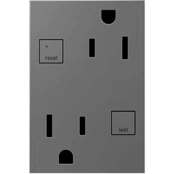 LEGRAND AGFTR2153M4 ADORNE Plus Size Tamper-Resistant 15A Duplex Self-Test GFCI Receptacles, Magnesium
