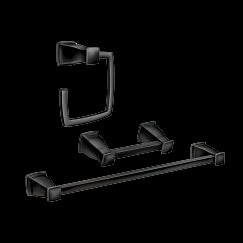 MOEN MY3593BL Hensley Pivoting Paper Holder Towel Bar Towel Ring In Matte Black