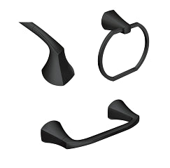 MOEN MY8793BL Lindor Pivoting Paper Holder Towel Bar Towel Ring In Matte Black