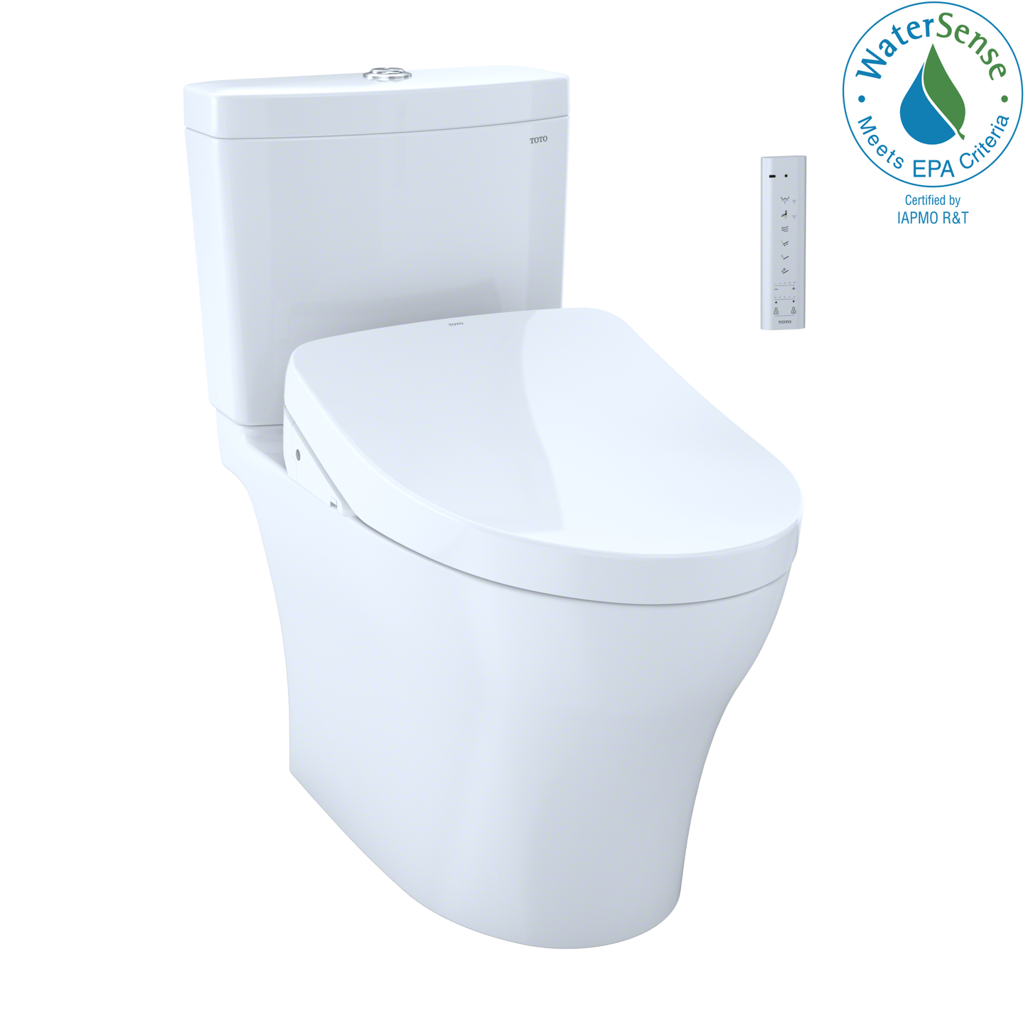 TOTO MW4463046CEMGN#01 WASHLET+ Aquia IV Two-Piece Elongated Dual Flush 1.28 and 0.9 GPF Toilet and Contemporary WASHLET S500e Bidet Seat , Cotton White