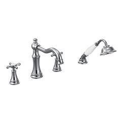 MOEN TS21102 Weymouth Two-Handle Roman Tub Faucet Includes Hand Shower In Chrome