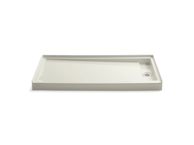 KOHLER K-9948-96 Groove 60" X 32" Alcove Shower Base, Right Drain In Biscuit