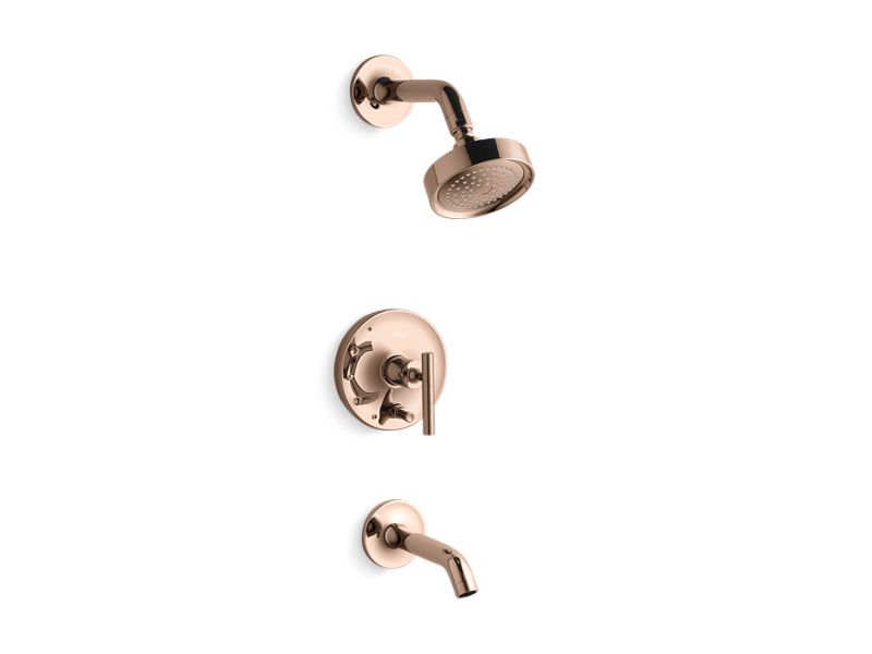 KOHLER K-T14420-4-RGD Vibrant Rose Gold Purist Rite-Temp bath and shower trim with lever handle and 2.5 gpm showerhead