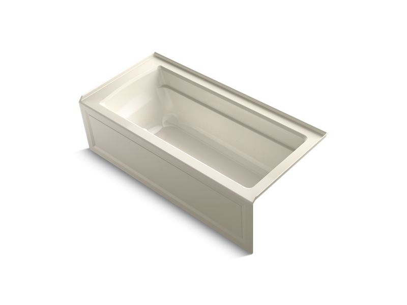 KOHLER Archer K-1949-GHRA-47 Almond 66" x 32" alcove Heated BubbleMassage air bath, right drain