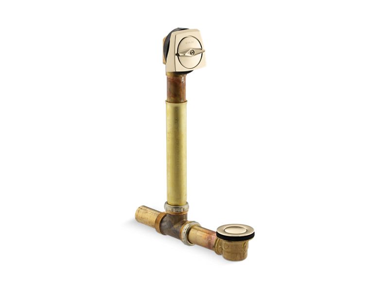 KOHLER K-7161-AF-AF Vibrant French Gold Clearflo 1-1/2" adjustable pop-up drain with above- or through-the-floor installations for 17"-24" deep baths