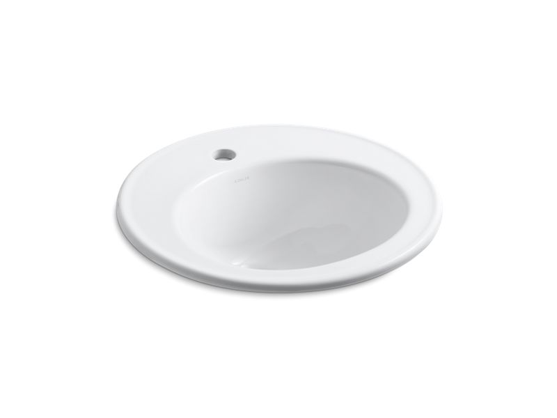 KOHLER K-2202-1-0 Brookline 19" diameter drop-in bathroom sink with single faucet hole
