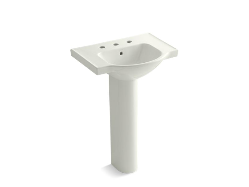 KOHLER K-5266-8-NY Dune Veer 24" pedestal bathroom sink with 8" widespread faucet holes