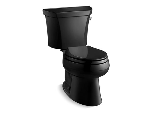 KOHLER K-3531-RA-7 Black Black Wellworth Classic Two-piece elongated 1.0 gpf toilet with right-hand trip lever, less seat