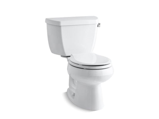 KOHLER K-3577-TR-0 White Wellworth Classic Two-piece round-front 1.28 gpf toilet with right-hand trip lever and tank cover locks