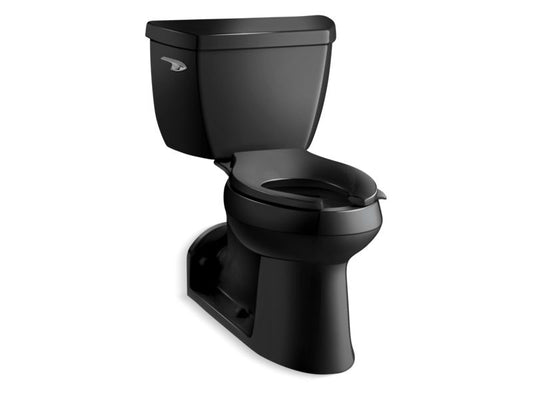 KOHLER K-3578-T-7 Black Black Barrington Two-piece elongated chair height toilet with tank cover locks