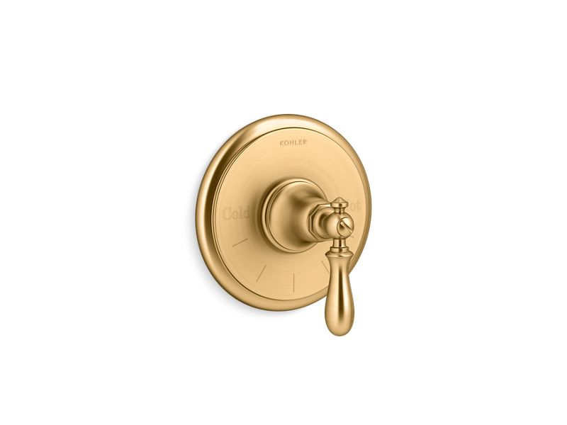 KOHLER K-T72769-9M-2MB Vibrant Brushed Moderne Brass Artifacts Thermostatic valve trim with swing lever handle