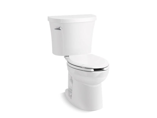 KOHLER K-25087-SST-0 White Kingston Two-piece elongated 1.28 gpf toilet with tank cover locks and antimicrobial finish