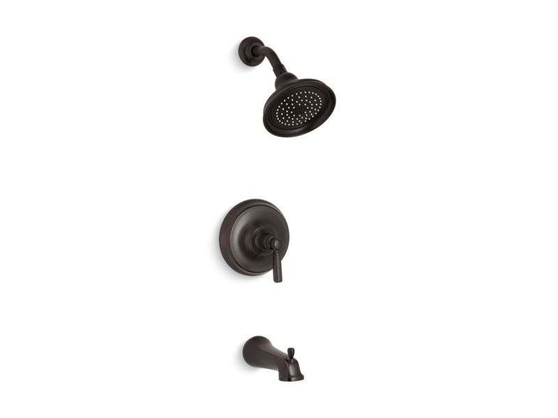 KOHLER K-TS10582-4-2BZ Oil-Rubbed Bronze Bancroft Rite-Temp bath and shower valve trim with metal lever handle, slip-fit spout and 2.5 gpm showerhead