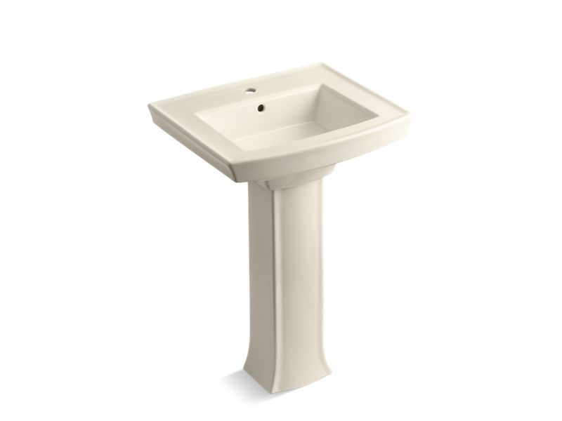 KOHLER K-2359-1-47 Almond Archer Pedestal bathroom sink with single faucet hole