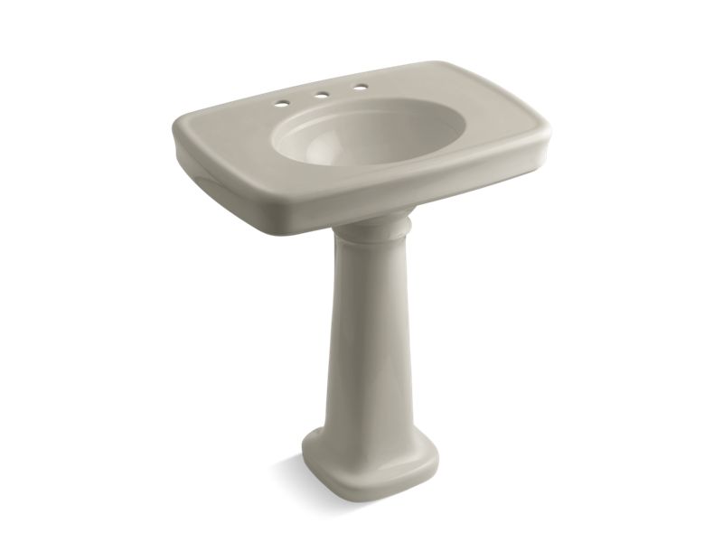 KOHLER K-2347-8-G9 Bancroft 30" pedestal bathroom sink with 8" widespread faucet holes