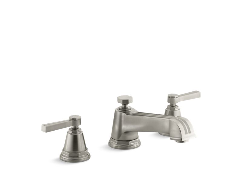 KOHLER K-T13140-4B-BN Pinstripe Deck-mount bath faucet trim for high-flow valve with lever handles, valve not included