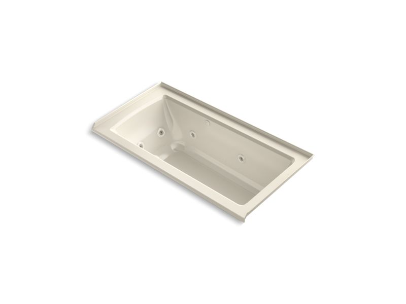 KOHLER Archer K-1947-XHGHR-47 Almond 60" x 30" alcove Heated BubbleMassage air bath and whirlpool, right drain