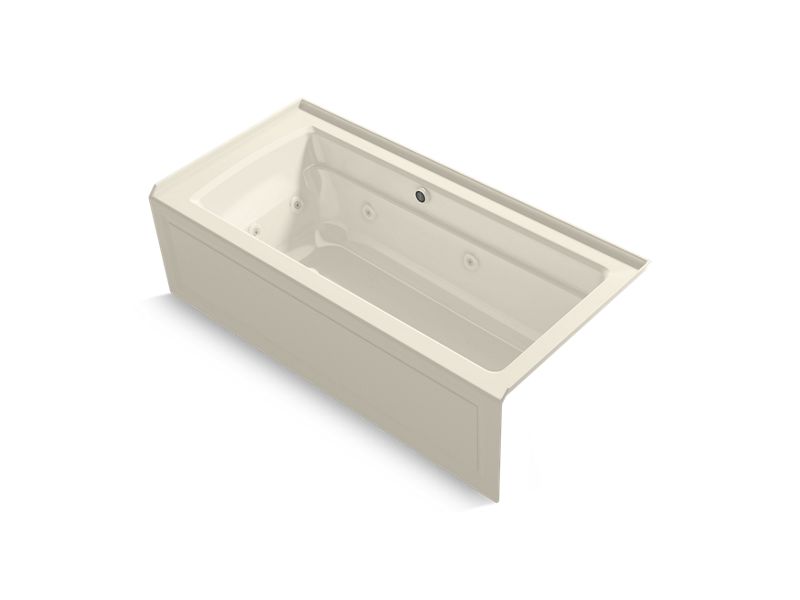 KOHLER Archer K-1949-XGHRA-47 Almond 66" x 32" alcove Heated BubbleMassage air bath and whirlpool, right drain