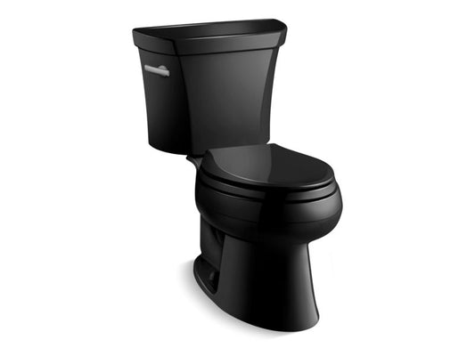 KOHLER K-3531-T-7 Black Black Wellworth Classic Two-piece elongated 1.0 gpf toilet with tank cover locks, less seat