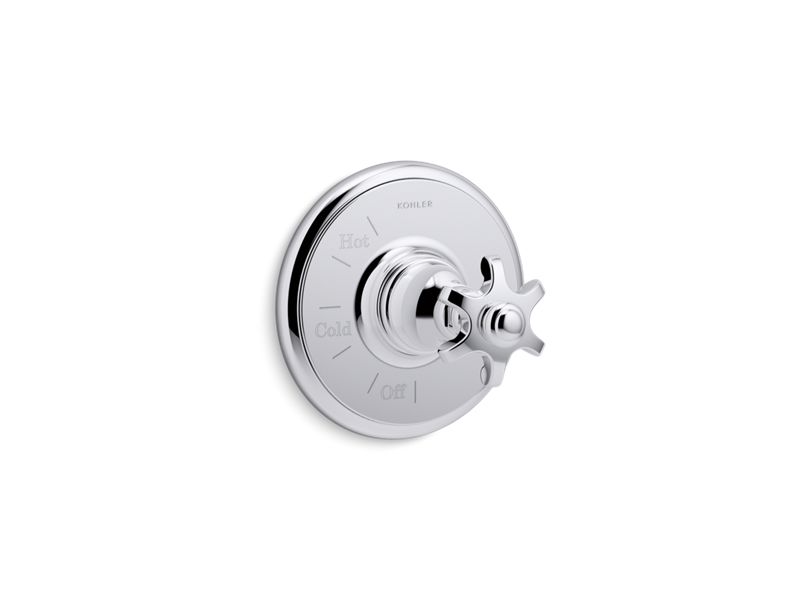 KOHLER K-TS72767-3M-CP Polished Chrome Artifacts Rite-Temp valve trim with prong handle