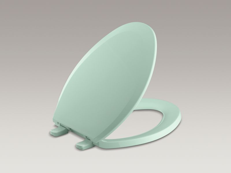 Green elongated toilet deals seat