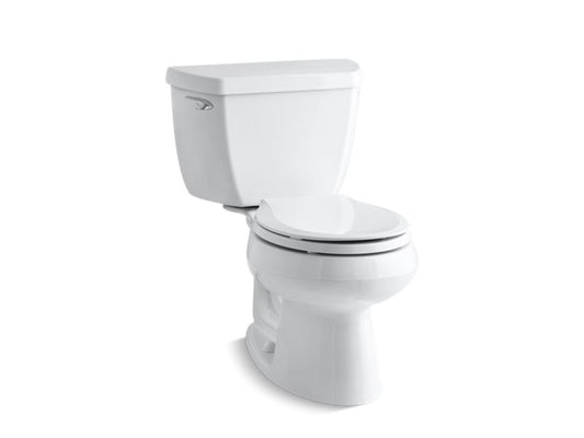KOHLER K-3577-T-0 White Wellworth Classic Two-piece round-front 1.28 gpf toilet with tank cover locks