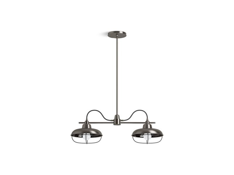 KOHLER K-23660-CH02-VNL Valiant Nickel Modern Farm Two-light linear chandelier
