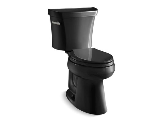 KOHLER K-3519-T-7 Black Black Highline Classic Two-piece elongated chair height toilet with tank cover locks