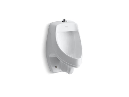 KOHLER K-5016-ETSS-0 White Dexter Siphon-jet wall-mount 0.5 or 1.0 gpf urinal with top spud, antimicrobial
