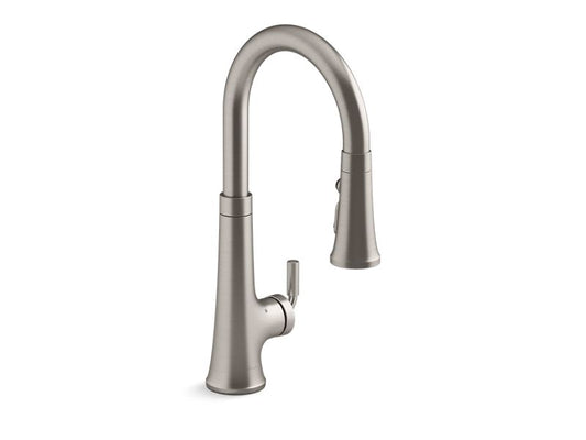 KOHLER K-23766-WB-VS Vibrant Stainless Tone Touchless pull-down kitchen sink faucet with KOHLER Konnect and three-function sprayhead