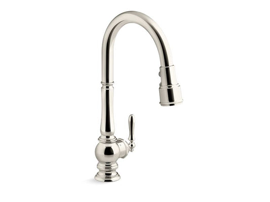 KOHLER K-29709-SN Vibrant Polished Nickel Artifacts Touchless pull-down kitchen sink faucet with three-function sprayhead