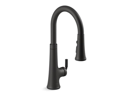 KOHLER K-23766-WB-BL Matte Black Tone Touchless pull-down kitchen sink faucet with KOHLER Konnect and three-function sprayhead