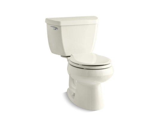KOHLER K-3577-T-96 Biscuit Wellworth Classic Two-piece round-front 1.28 gpf toilet with tank cover locks