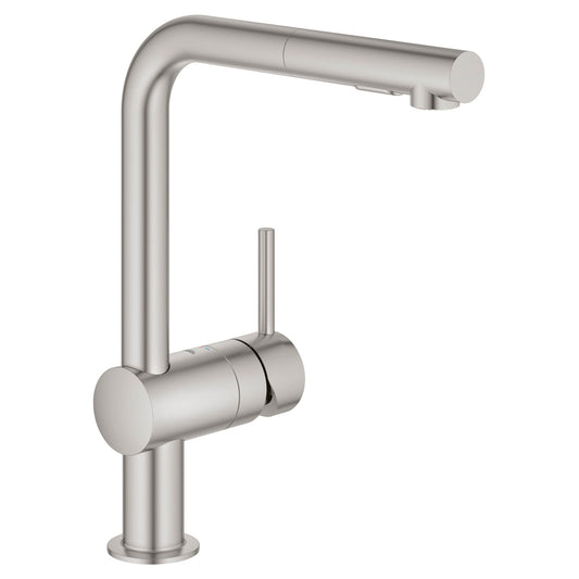GROHE 30300DC0 Minta Supersteel Single-Handle Pull-Out Kitchen Faucet Dual Spray 1.75 GPM