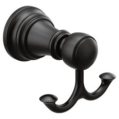 MOEN YB8403BL Weymouth Double Robe Hook In Matte Black