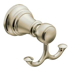 MOEN YB8403NL Weymouth Double Robe Hook In Polished Nickel