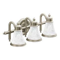 MOEN YB9863BN Waterhill Three Globe Bath Light In Brushed Nickel