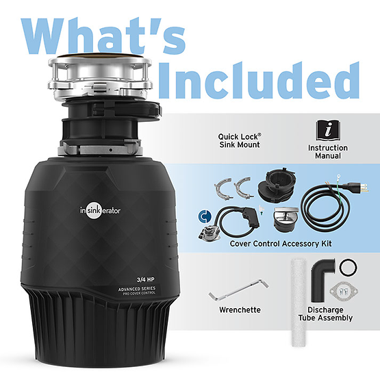 INSINKERATOR-PRO-CVR CNTRL W/CDK Pro Cover Control Garbage Disposal with EZ Connect Cord & Hardwire Adapter