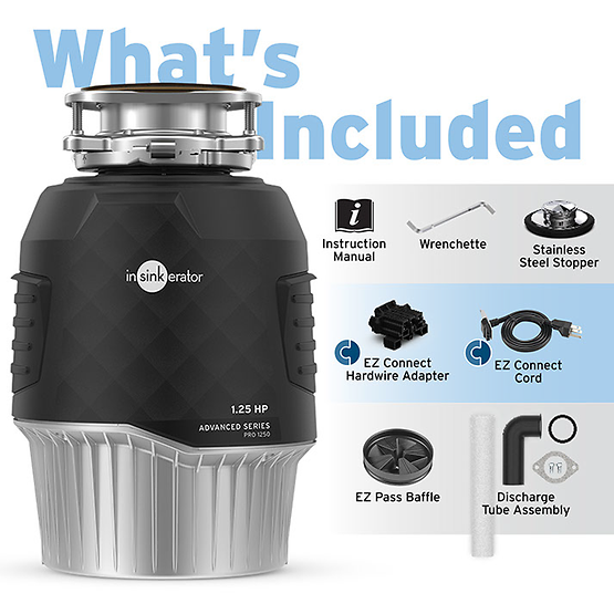 INSINKERATOR-PRO-1250 W/CDK Garbage Disposal with EZ Connect Cord & Hardwire Adapter