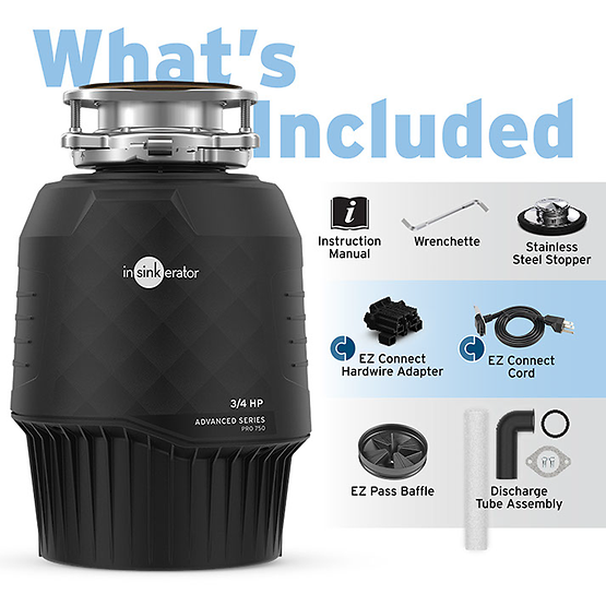 INSINKERATOR-PRO-750 W/CDK Garbage Disposal, 3/4 HP with EZ Connect Cord & Hardwire Adapter