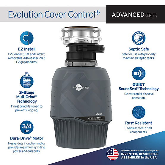 INSINKERATOR-EVO CVR CNTRL W/CDK Evolution Cover Control Garbage Disposal with EZ Connect Cord & Hardwire Adapter